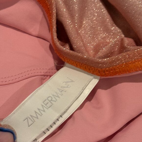 Zimmerman | Golden Metallic Bandeau Belted Swimsuit | Ombrè | Size: 8-10 - Picture 6 of 16